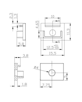 TAPA C/ AGUJ PERFIL ALUMINIO EMP. 2000*56*15mm